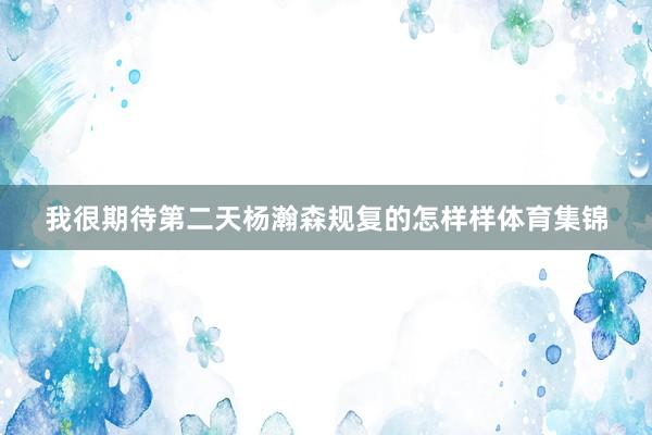 我很期待第二天杨瀚森规复的怎样样体育集锦