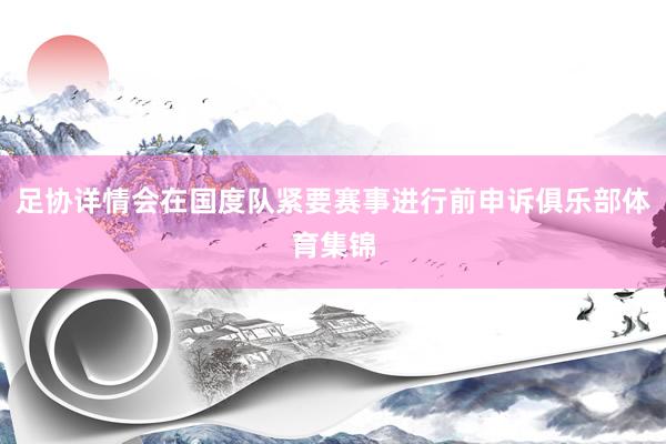 足协详情会在国度队紧要赛事进行前申诉俱乐部体育集锦