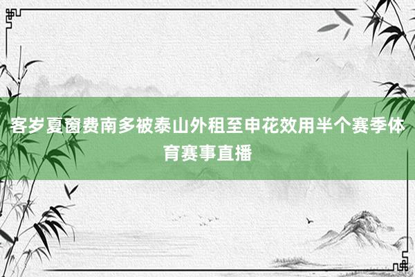 客岁夏窗费南多被泰山外租至申花效用半个赛季体育赛事直播