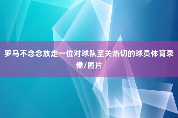 罗马不念念放走一位对球队至关热切的球员体育录像/图片
