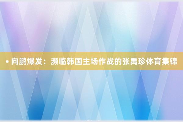 • 向鹏爆发：濒临韩国主场作战的张禹珍体育集锦