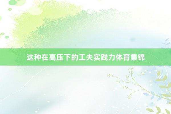 这种在高压下的工夫实践力体育集锦