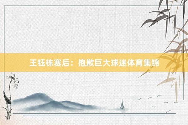 王钰栋赛后：抱歉巨大球迷体育集锦