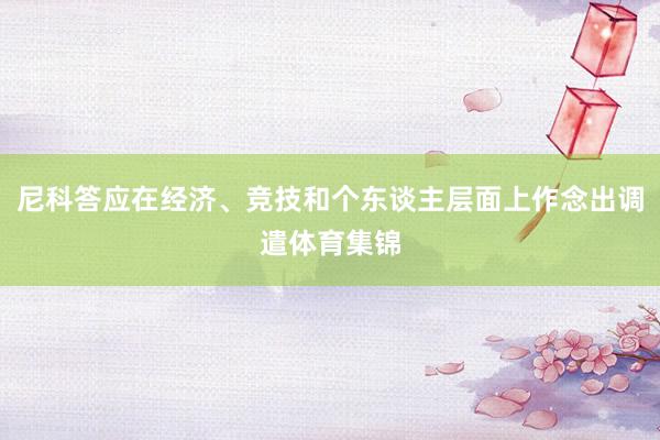 尼科答应在经济、竞技和个东谈主层面上作念出调遣体育集锦