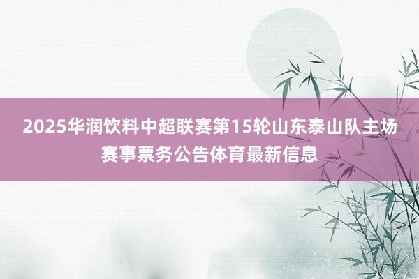2025华润饮料中超联赛第15轮山东泰山队主场赛事票务公告体育最新信息