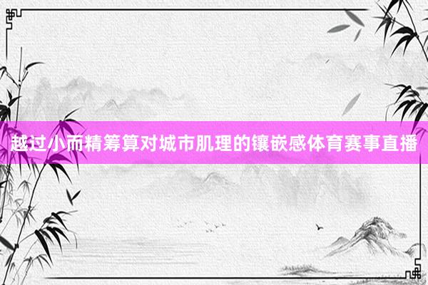 越过小而精筹算对城市肌理的镶嵌感体育赛事直播