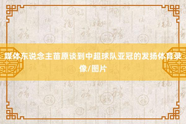 媒体东说念主苗原谈到中超球队亚冠的发扬体育录像/图片