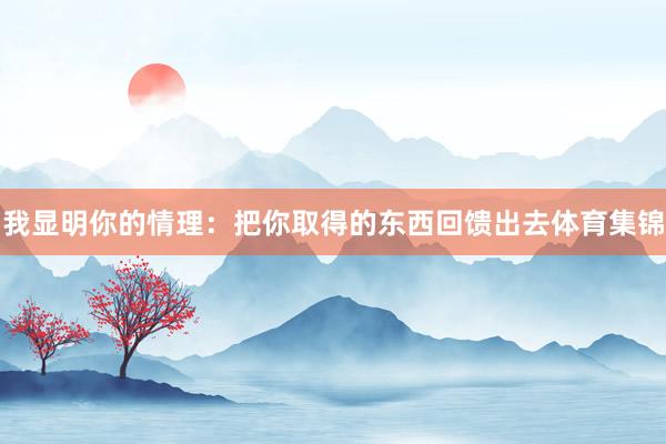 我显明你的情理：把你取得的东西回馈出去体育集锦